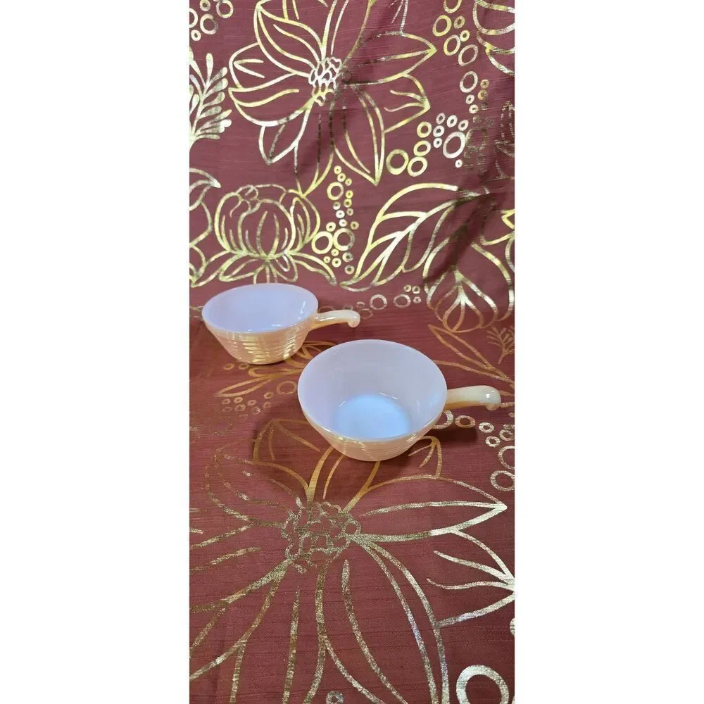 Vintage Fire King Peach Lustre Bee Hive soup bowls-2
